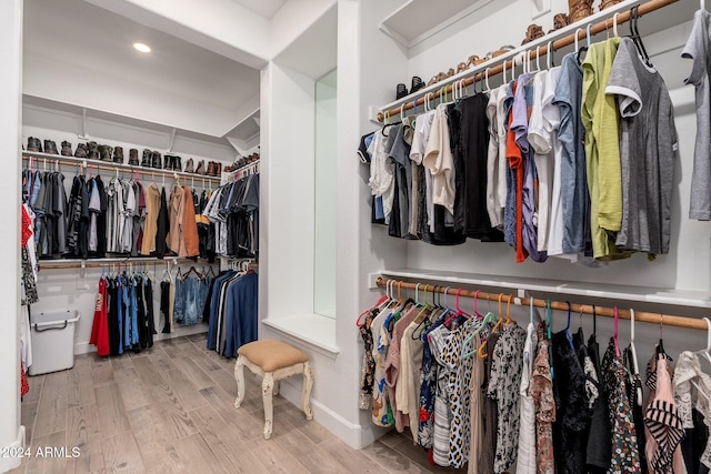 spacious closet with hardwood / wood-style floors