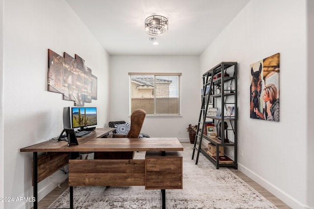 office featuring wood-type flooring