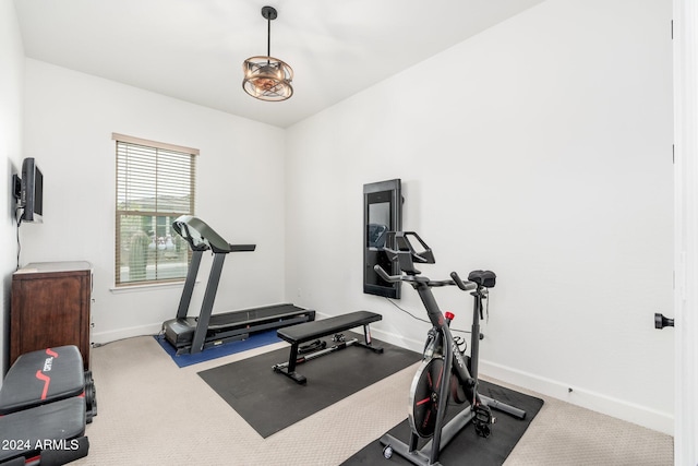 exercise room with carpet