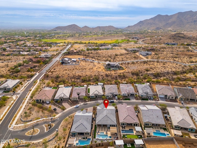 drone / aerial view with a mountain view