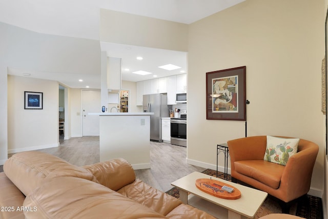 living room with light wood-type flooring