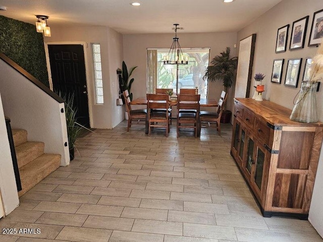 2514 W Big Oak St, Phoenix, AZ 85085 - dining area featuring recessed lighting, stairs, and a notable chandelier