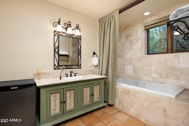 40039 N 107th Pl, Scottsdale, AZ 85262 - full bathroom featuring vanity, tiled shower / bath, and tile patterned flooring