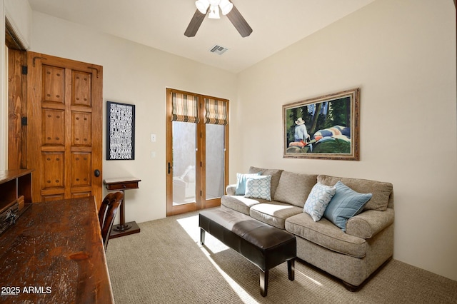 40039 N 107th Pl, Scottsdale, AZ 85262 - carpeted living room featuring a ceiling fan