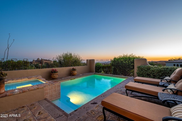 40039 N 107th Pl, Scottsdale, AZ 85262 - view of swimming pool with an outdoor hot tub and a patio area