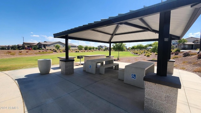 view of patio featuring a gazebo