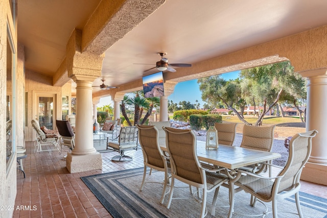 view of patio / terrace with ceiling fan