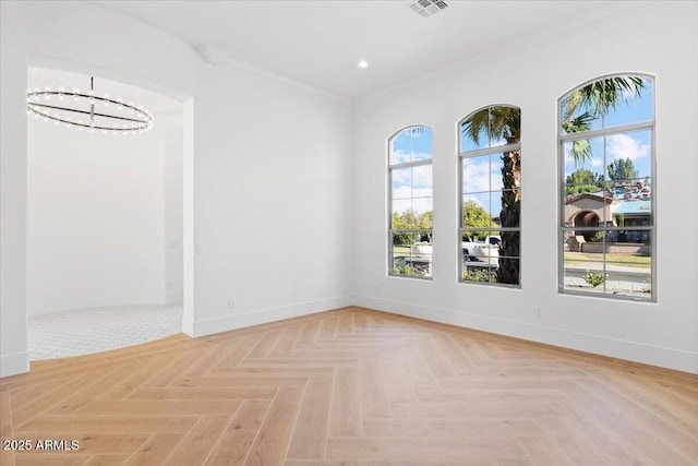 3354 E Jaeger Cir, Mesa, AZ 85213 - empty room featuring ornamental molding, recessed lighting, and a chandelier