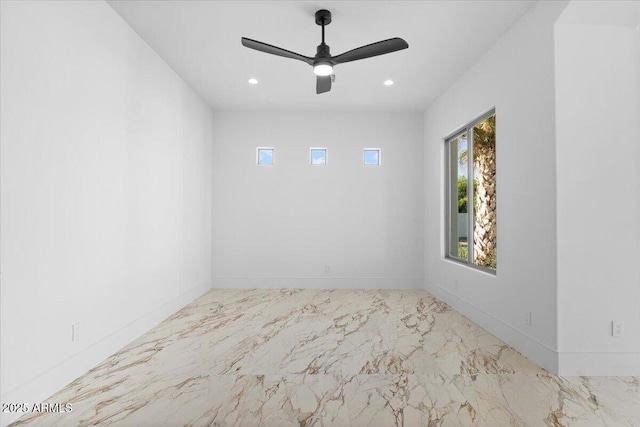 3354 E Jaeger Cir, Mesa, AZ 85213 - empty room with marble finish floors, recessed lighting, and ceiling fan