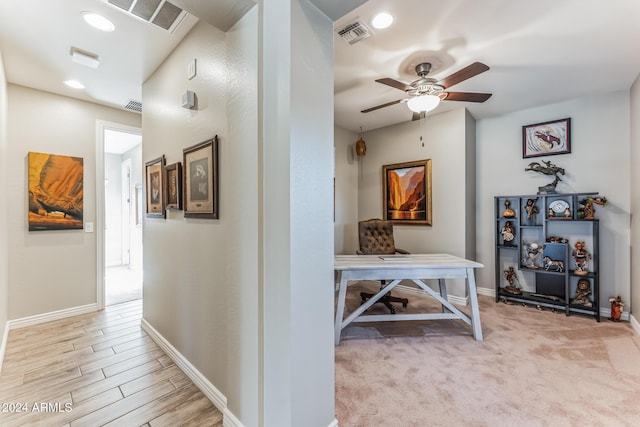 hallway featuring light wood-type flooring