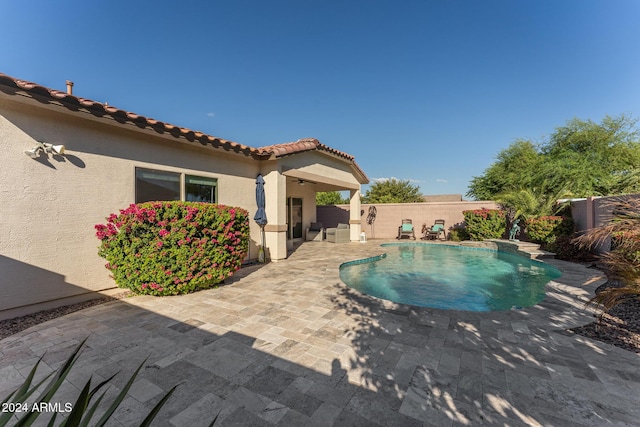 view of swimming pool with a patio