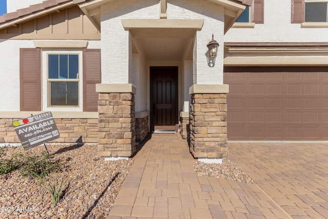 entrance to property with a garage