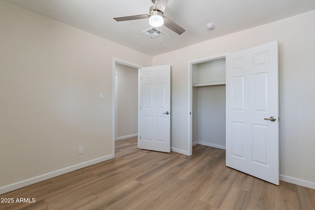 1210 W La Jolla Dr, Tempe, AZ 85282 - unfurnished bedroom featuring light wood-type flooring, a closet, and ceiling fan