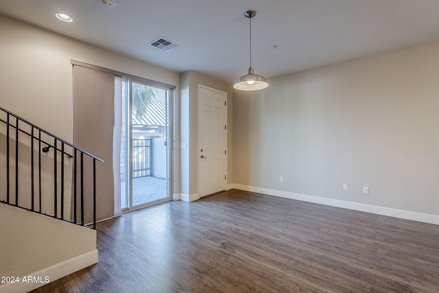 interior space with dark hardwood / wood-style flooring