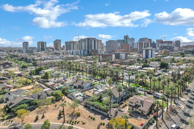 aerial view with a city view