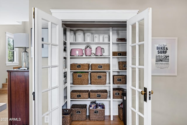 pantry featuring french doors