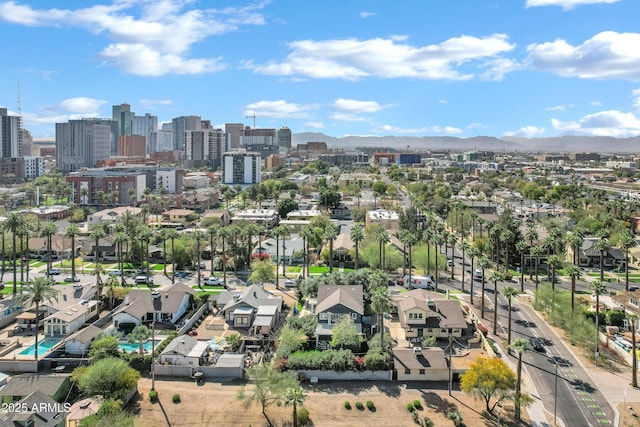 bird's eye view featuring a mountain view