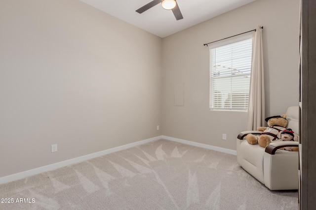 3852 E Bartlett Way, Chandler, AZ 85249 - sitting room featuring a ceiling fan, light colored carpet, and baseboards