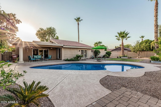 8219 E Morgan Trl, Scottsdale, AZ 85258 - view of swimming pool with a patio area and french doors