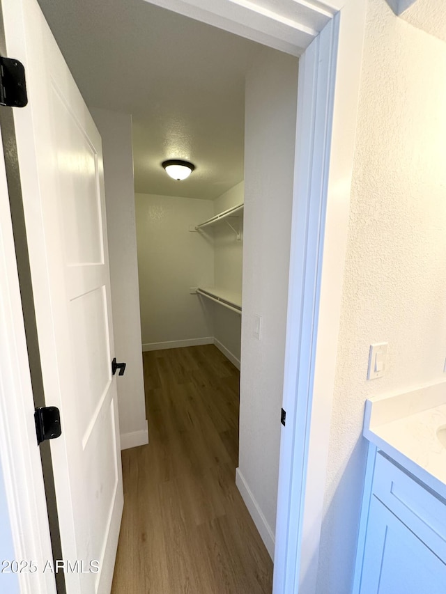 walk in closet featuring wood finished floors
