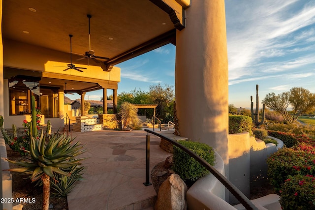 view of patio with a ceiling fan