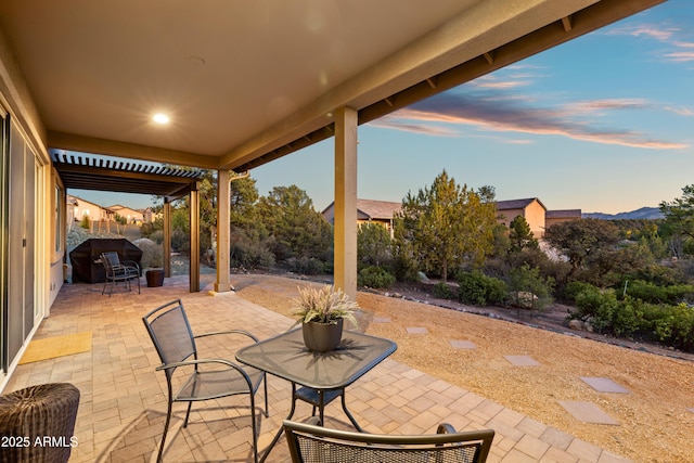 patio terrace at dusk with grilling area