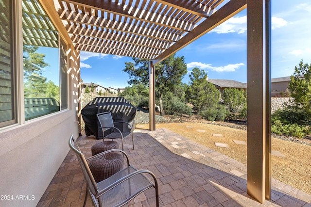 view of patio / terrace featuring a pergola