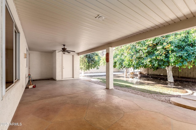 view of patio / terrace with ceiling fan