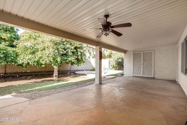 view of patio / terrace with ceiling fan