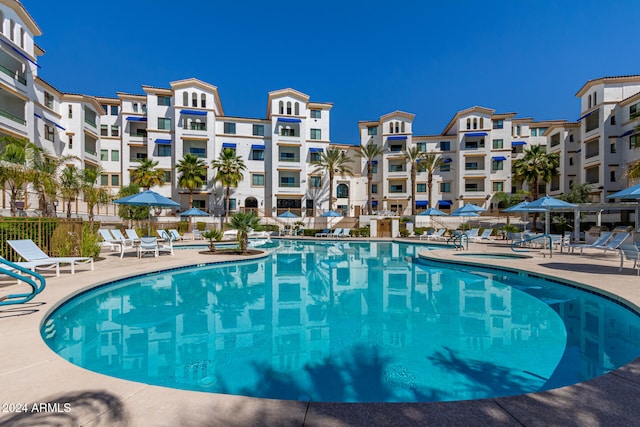 view of pool with a patio