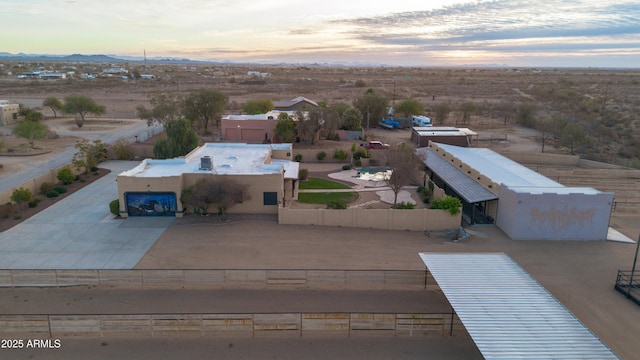 view of aerial view at dusk