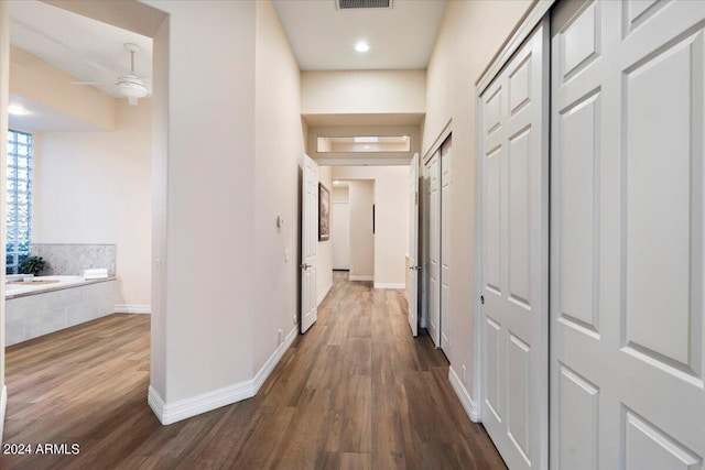 hall featuring dark hardwood / wood-style floors