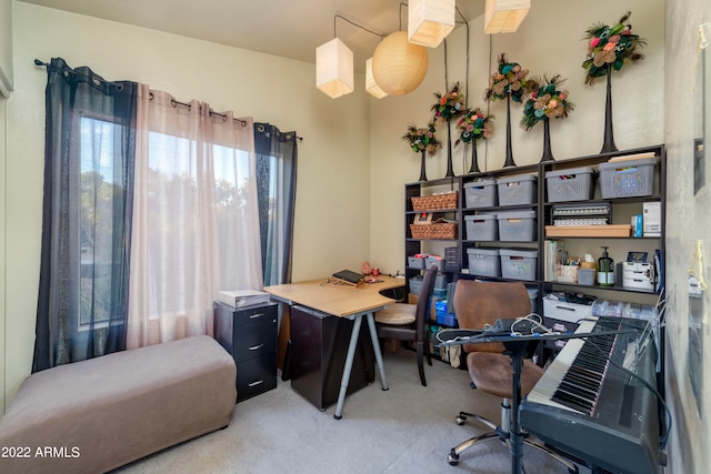 view of carpeted home office