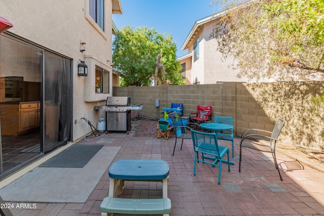 view of patio / terrace with a grill