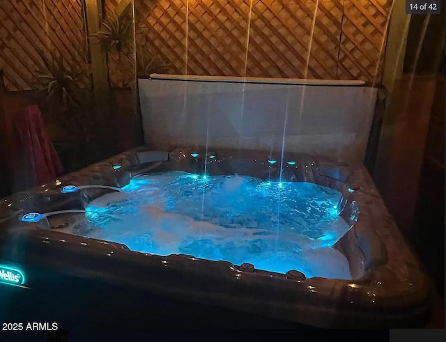 interior space featuring a hot tub