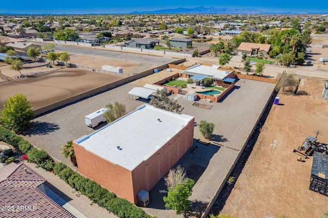 aerial view featuring a residential view and a mountain view