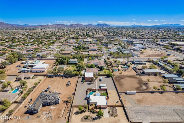 bird's eye view with a mountain view