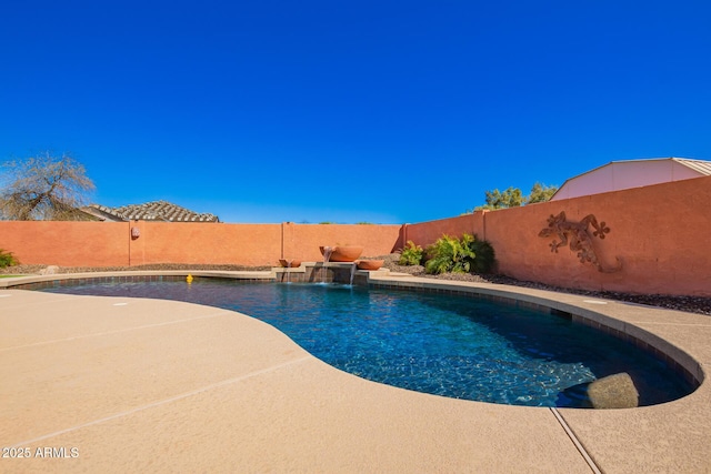 view of pool with a fenced backyard and a fenced in pool