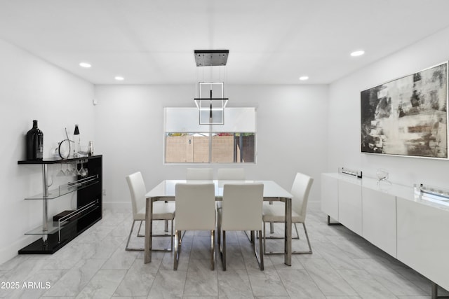 3758 E Sunnyside Dr, Phoenix, AZ 85028 - dining room with baseboards, marble finish floor, and recessed lighting