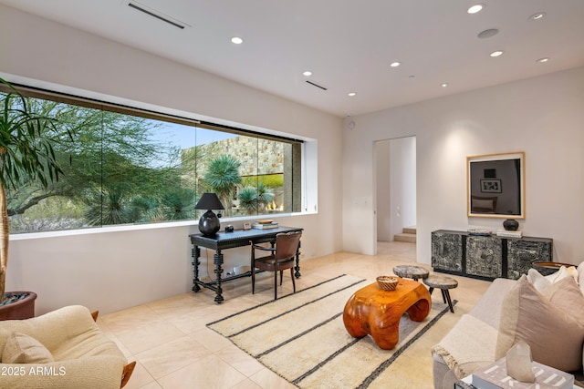 view of tiled living room