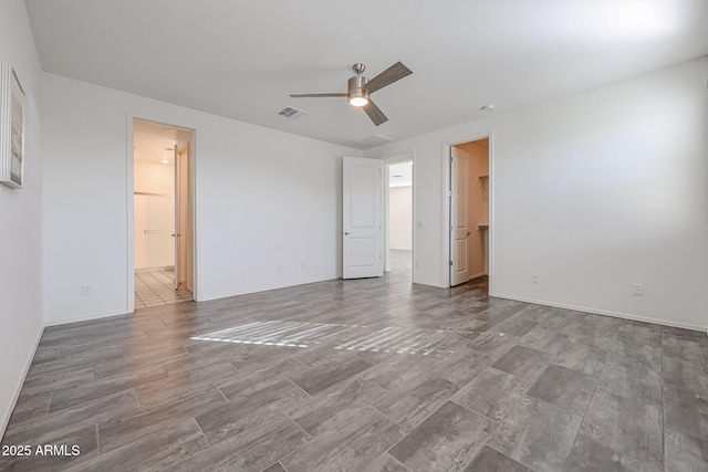 interior space featuring ceiling fan