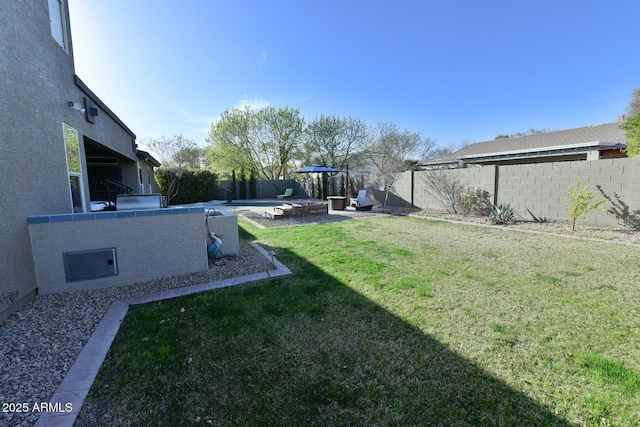 3062 E Cullumber St, Gilbert, AZ 85234 - view of yard with exterior kitchen and a fenced backyard