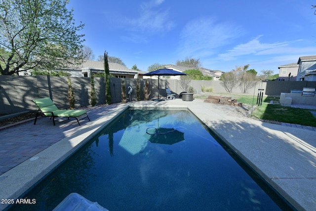 3062 E Cullumber St, Gilbert, AZ 85234 - view of swimming pool with a patio area, a fenced backyard, and a fenced in pool
