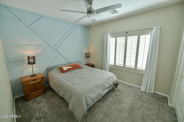 3062 E Cullumber St, Gilbert, AZ 85234 - bedroom with carpet, visible vents, ceiling fan, and baseboards