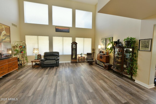 3062 E Cullumber St, Gilbert, AZ 85234 - sitting room with a high ceiling, wood finished floors, visible vents, and baseboards