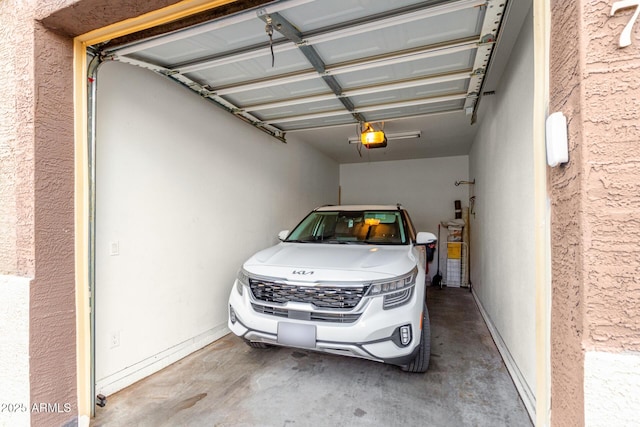 garage with a garage door opener