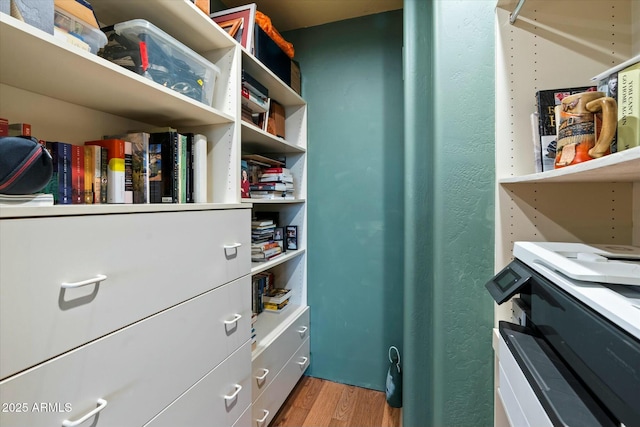 spacious closet with hardwood / wood-style flooring