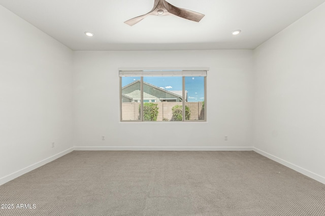 4051 S Galaxy Ln, Mesa, AZ 85212 - unfurnished room featuring baseboards, light carpet, ceiling fan, and recessed lighting