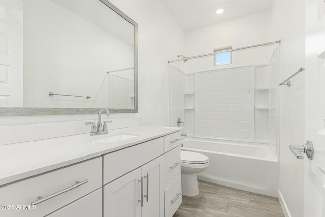 4051 S Galaxy Ln, Mesa, AZ 85212 - full bathroom featuring toilet, vanity, shower / tub combination, and recessed lighting