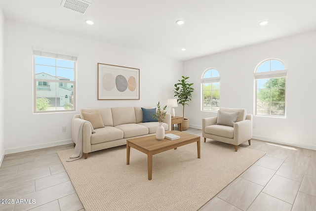 4051 S Galaxy Ln, Mesa, AZ 85212 - living area featuring recessed lighting, baseboards, and light tile patterned floors
